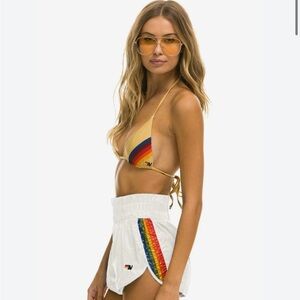 Aviator Nation Women’s 5 Stripe Jogger Shorts Size XS White (new without tags)